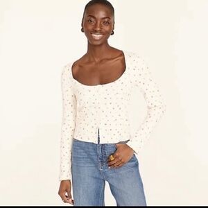 J. Crew Rosebud Floral Cottagecore Button Cardigan Coquette Sweater
